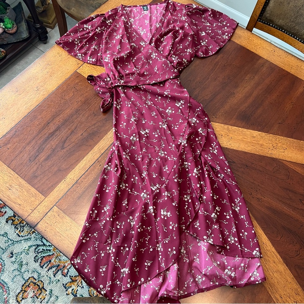 Shein Curve Floral Wrap-Around Dress